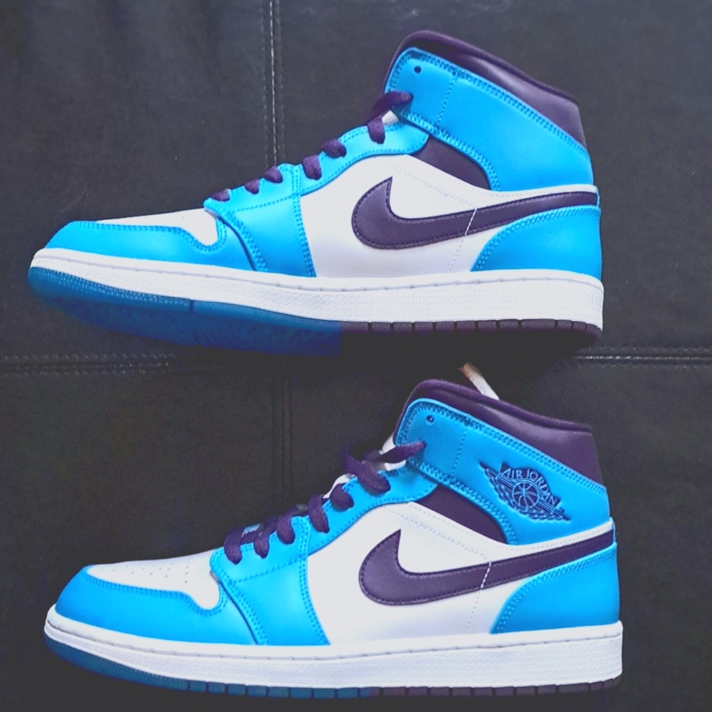 Size 10 Mens Jordan 1 Mid Hornets 2018 NWT - Picture 5 of 10